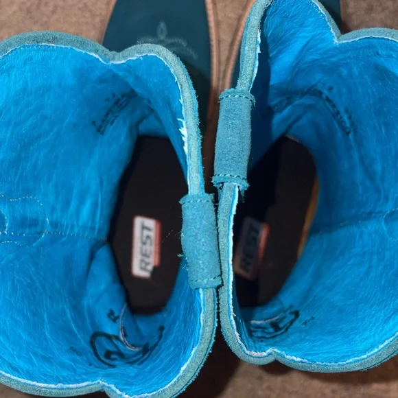 Roper Teal Suede Western Boots with Embroidery - Picture 10 of 11